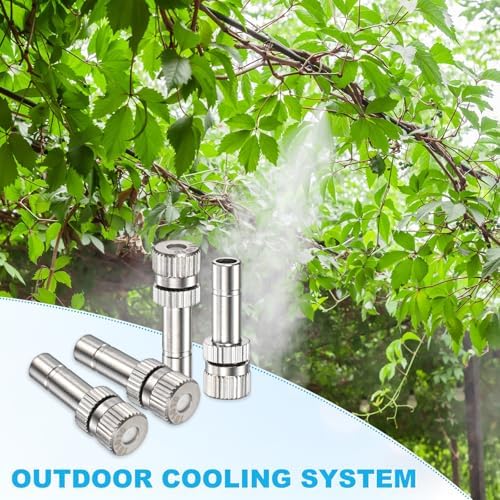 M METERXITY 20-Pack Brass Misting Nozzles, 0.004"/0.1mm Orifice Mister Replacement Heads for Outdoor Cooling System/Landscaping/Humidification/Greenhouse, 6mm Low-Pressure Fog Sprayer Nozzle - Image 6