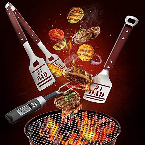 Panoware BBQ Grill Tools Set for Dad, 4 Piece Set, Number 1 Dad Tongs, Spatula, Digital Thermometer and Case - Image 6