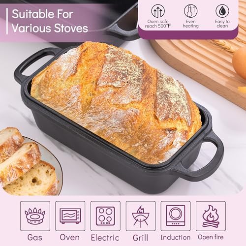 Cast Iron Loaf Pan with Lid 9x5 Inch,Sourdough Pan - Image 2