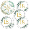40pcs 18th Eucalyptus Leaf Table Sage Green Party Supplies,include 20 Dessert plate and 20 Napkin,Green Leaf Birthday Plate Napkin Set,Used for Sage Party Decoration by Egami