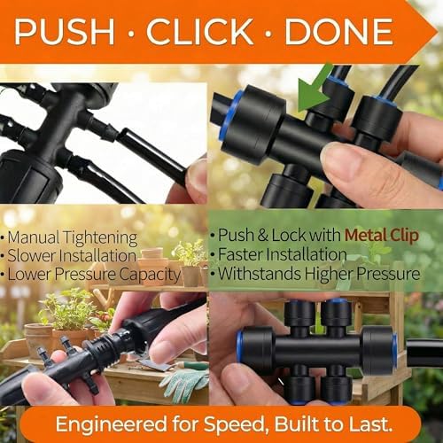 240FT Drip Irrigation System for Garden: 30 Nozzles 1/2" PE Tubing Automatic Watering Kit Adjustable Misting Sprinkler Mister 1/4" Hose for Water Plants Tape Raised Beds Lawn Outdoor Greenhouse - Image 5