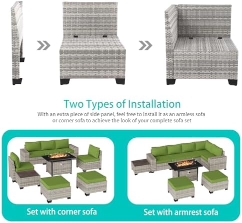 Outdoor Patio Furniture Set PE Wicker Rattan Outdoor Sectional Sofa - Image 2
