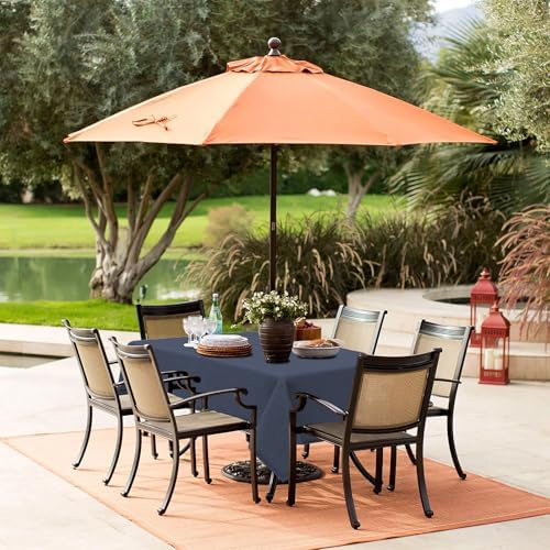 LVTXIII Outdoor Tablecloth with Umbrella Hole and Zipper, 60 x 84 Inch Water-Repellent Patio Table Cloth, Rectangle Table Covers for Backyard Garden, Navy Textured - Image 5