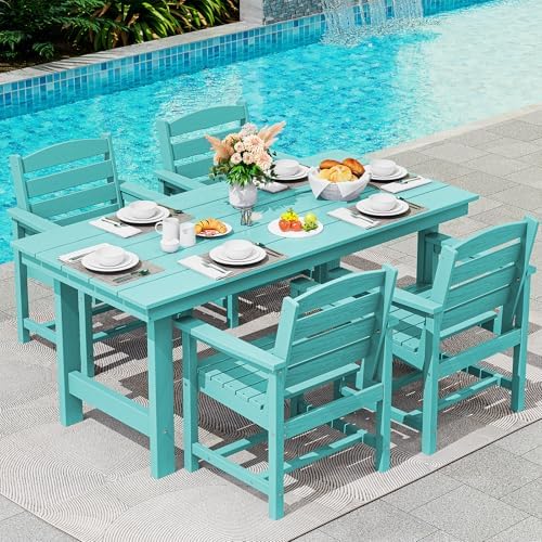 SERWALL 5 Pcs HDPE Patio Dining Set, Outdoor Dining Set for 4, Aruba by SERWALL