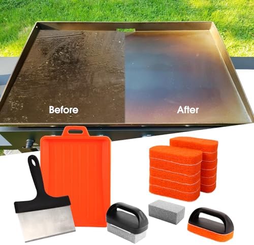 Upgraded Griddle Cleaning Kit for Blackstone 18 Pieces Flat Top Grill Accessories Cleaner Tool Set with Scraper, Heat-Resistant Silicone Spatula Mat with Hanger, Grill Brick, Scouring Pads - Image 7