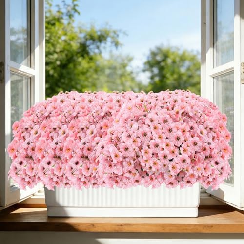 Powbrace 22 Pack Artificial Flowers for Outdoor Indoor Fake Plants(Pink) - Image 5