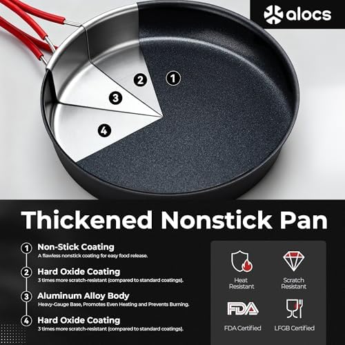 ALOCS Camping Cookware Set Camping Gear Compact Camping Pots and Pans Set - Image 3
