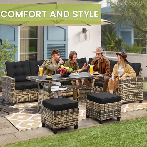 KROFEM 6 Piece Patio Furniture Set, Dining and Conversation Set - Image 6