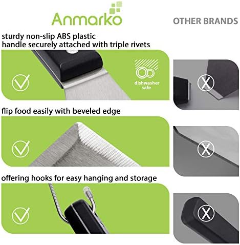 Anmarko Metal Spatula Stainless Steel Scraper - Professional Chef Griddle Spatulas Set of 3 - Heavy Duty Accessories Great for Cast Iron BBQ Flat Top Grill Skillet Pan - Commercial Grade - Image 3