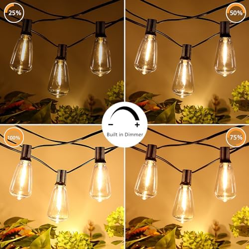 Brightever 150FT Outdoor Lights with Remote, 2700K/4000K/5000K Selectable LED String Lights for Outside with 75+2 ST38 Shatterproof Edison Bulbs, 3 Modes Dimmable Waterproof Hanging Lights for Patio - Image 4