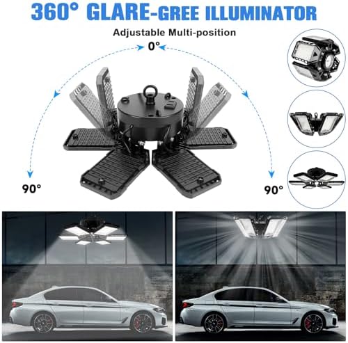 Aoretic LED Garage Lights 4 Pack -180W, 18000LM 6500K Led Shop Light with 6+1 Deformable Panels, Basement Barn Light Garages Ceiling Lights, E26/E27 for Garage, Warehouse, Shop, Basement - Image 2