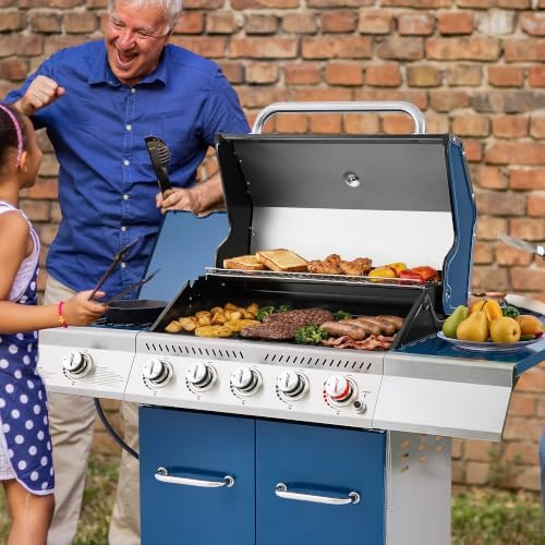 Royal Gourmet GA5403B 5 Burner Propane Gas Grill with Side Burner, Blue - Image 2