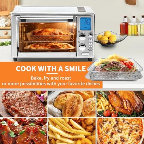 GWY Air Fryer Baking Pan Set for Emeril Lagasse Everyday 360 Air Fryer 12''×10'' and 12.5''×10.2'' Steel Non-stick Air Fryer Accessories Grill Pan Crisper Plate Replacement Parts - Image 6