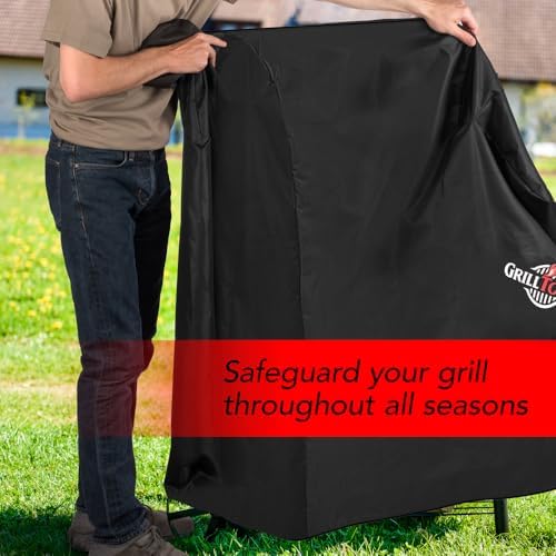 GrillTough Heavy Duty Smoker Cover, Adjustable Straps, Black - Image 6