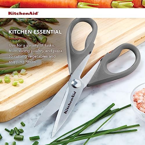 KitchenAid All Purpose Kitchen Shears with Protective Sheath Durable Stainless Steel Scissors, Dishwasher Safe, Soft Grip Comfort Handle, 8.72 Inch, Gray, (Pack of 12) - Image 3