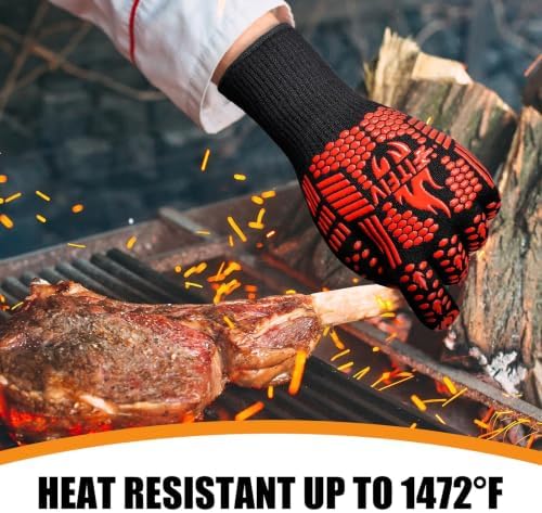 BBQ Gloves, 1472°F Heat Resistant with Silicone Grip Oven Mitts - Image 3