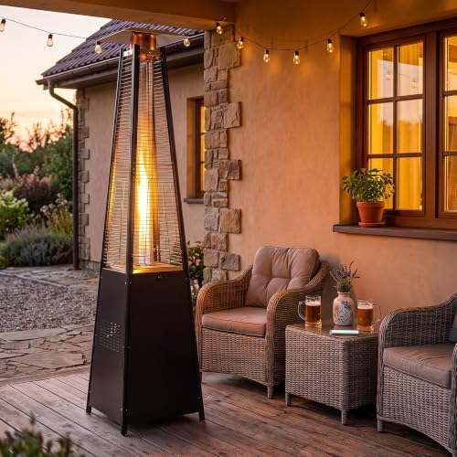 Tangkula 45000 BTU Pyramid Patio Heater with Wheels & Zippered Cover - Image 2
