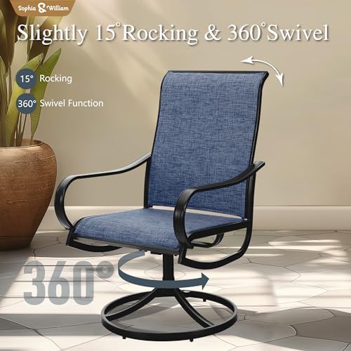 Sophia & William Patio Dining Set for 6 w/Swivel Textilene Chairs, Blue - Image 2