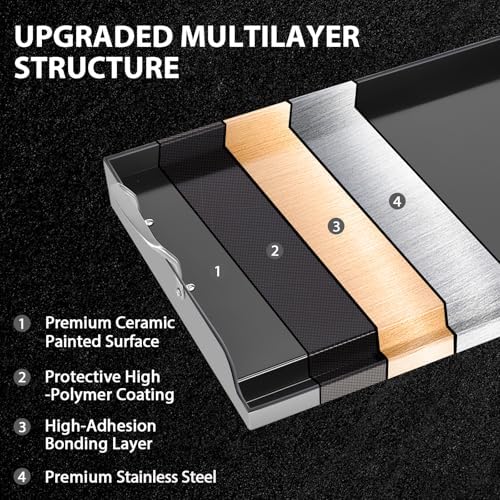 Utheer 25 x 16 Stainless Steel Griddle, Ceramic Nonstick for Gas Grill - Image 4