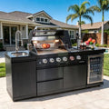 85'' Modular Outdoor Kitchen Island, 72000 BTU, LPG, Black by Unknown