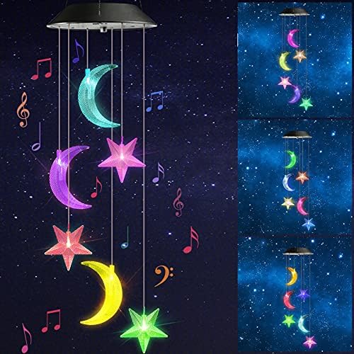 Toodour Solar Wind Chimes, Color Changing Wind Chimes Moon and Star by Toodour