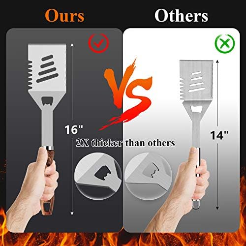 Romanticist 23pcs Stainless Steel BBQ Grill Tools & Accessories Kit, Brown - Image 4