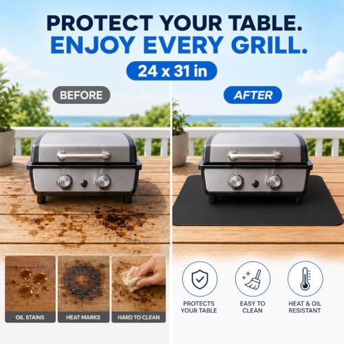 Heat Resistant Grill Mat for Countertop, 24 x 31 Inch Fireproof Waterproof BBQ Mat for Table and Countertop Protection, Fits Blackstone, Ninja, Gas Grills - Image 7
