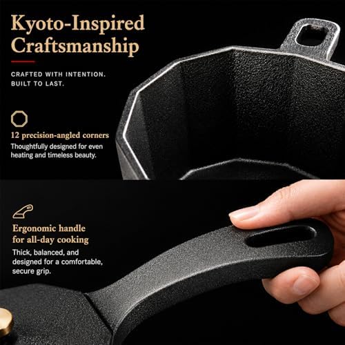 Cast Iron Sauce Pan with Lid, Small Cast Iron Basting Pot with Silicone Basting Brush, Spatula & Heat-Resistant Gloves, Mini Butter Melting Pot for BBQ Sauce, Braising, Stir-Fry & Casserole - Image 4