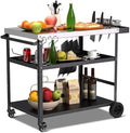 Spurgehom Outdoor Grill Cart, Pizza Oven Stand Table with Wheels by Spurgehom
