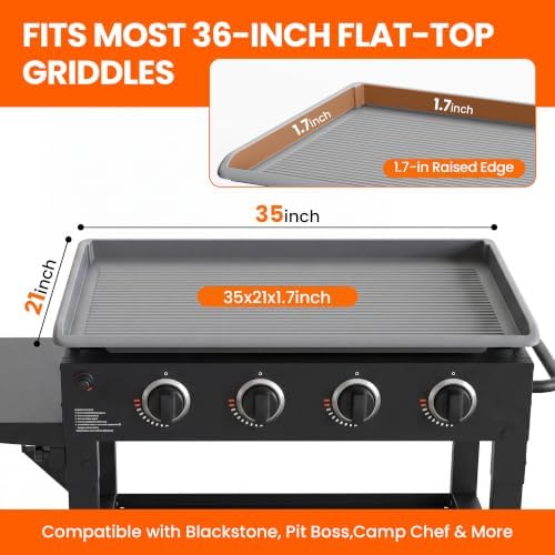 Silicone Griddle Cover Mat for Blackstone 36in, Raised-Edge Gray - Image 2