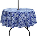 EHouseHome Outdoor and Indoor 60inch Round Tablecloth with Umbrella Hole and Zipper, Waterproof Zippered Patio Cloths, Spring/Summer Table Covers for Backyard Circular Table/BBQs/Picnic by EHouseHome