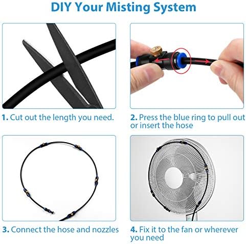 lifeegrn Misting Cooling System, Outdoor Misting System for Patio, 40 FT Misting Line+10 Mist Nozzles+3/4" Brass Adapter,Outdoor Mister System for Patio Garden Trampoline Greenhouse - Image 5