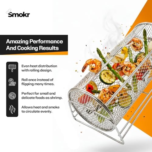 Rotating Grill Basket with Stand for Chicken Wings, 5 Pc BBQ Set - Image 3