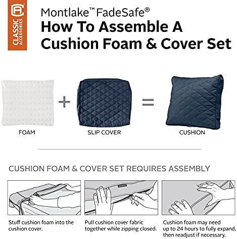 Classic Accessories Montlake FadeSafe FadeSafe Patio Chair/Loveseat Back Quilted Cushion, 21 x 20 x 4 Inch, Navy - Image 5