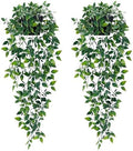Waipfaru 2Pcs Fake Hanging Plants with Pot Eucalyptus Leaves Fake Vines by Waipfaru