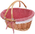 Vintage Wicker Picnic Basket with Handles, Rustic Fruit Storage Container by GARNECK