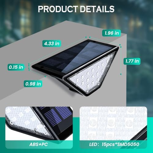 PATIOWIN 6 Pack Solar Step Lights for Outside, 24 LEDs Solar Stair Lights Waterproof IP65, Solar Deck Lights Outdoor Decor for Garden, Porch - Image 5
