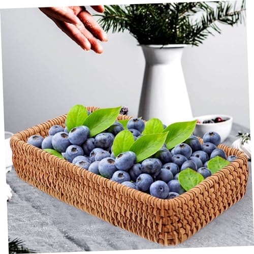 MAGICLULU 2pcs Hand-woven Rattan Bread Serving Basket Small Wicker Storage Basket for Fruits Snacks - Image 2