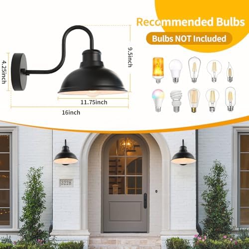 12" Barn Lights Outdoor Gooseneck Large Exterior Lighting Fixtures - Image 7