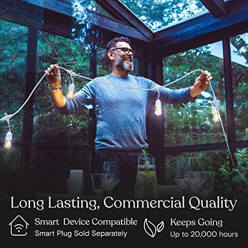 Brightech Ambience Pro Waterproof LED Outdoor String Lights, 48 Ft, Hanging, Dimmable Vintage Edison Bulbs, 15 Bulbs, 2W - Image 4