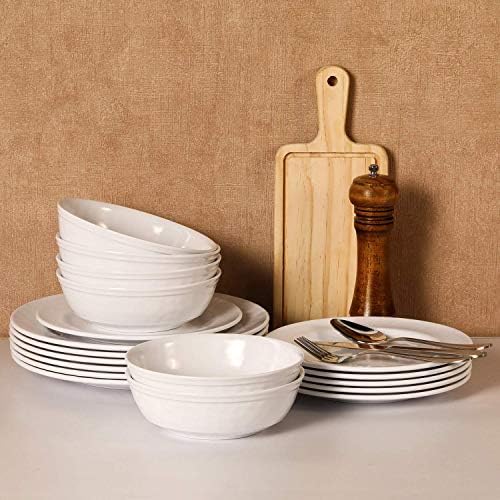 TP 18-Piece Melamine Dinnerware Sets, Service for 6, White - Image 5