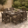 7 Pcs Outdoor Patio Dining Set, HDPE Table & Chairs with Umbrella Hole by PatioKingdom