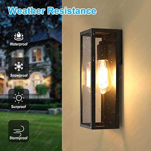 VerRon Outdoor Black Wall Light Fixtures, Modern Exterior Wall Lanterns - Image 2