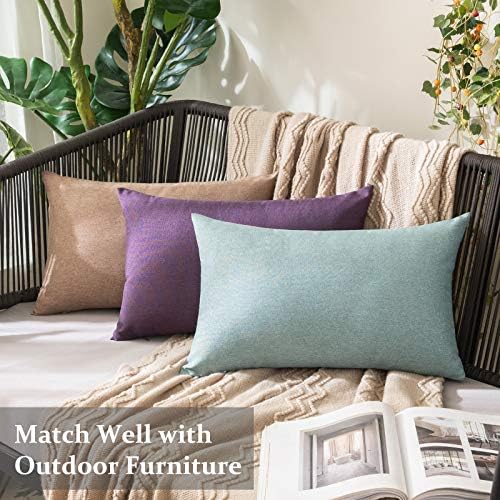 MIULEE Decorative Outdoor Pillow Covers Lumbar Waterproof 12x20 Teal - Image 3