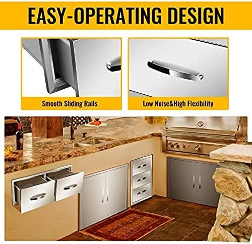 Stainless Steel Outdoor Kitchen BBQ Island Drawers - Flush Mount Triple Access, 30Wx20Dx10H - Image 7