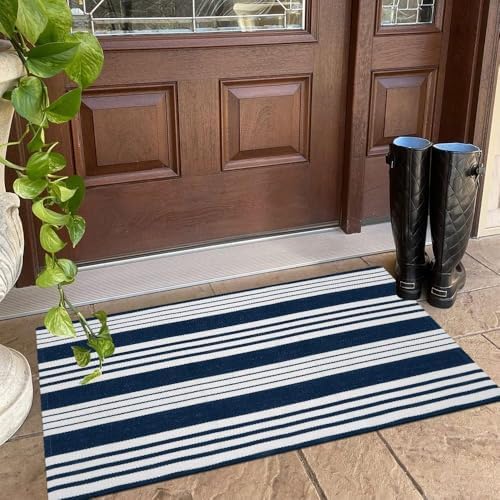 OJIA Outdoor Mats for Front Door 24"x51" Fall Porch Rug Striped Outdoor Rug - Image 2
