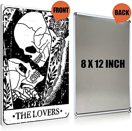BEASTZHENG Halloween Decor Tarot Cards The Lovers Metal Tin Sign Wall Art - Image 2