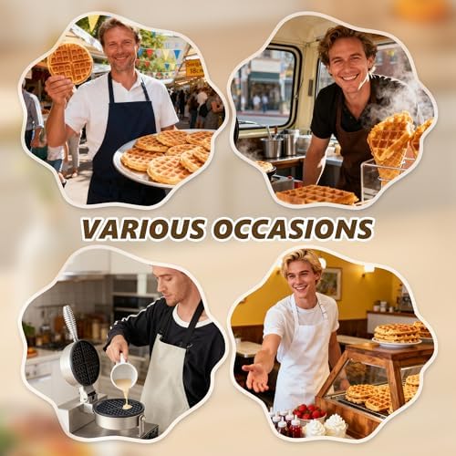 Commercial Waffle Maker, 1200W Waffle Iron, Professional Waffle Baker Machine with Temp and Time Control, Non-Stick Baking Pan Stainless Steel for Restaurant Bakeries Kitchen Home - Image 7