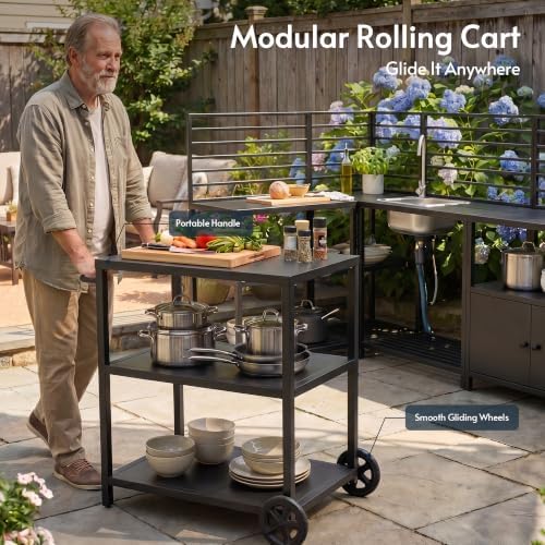 Modular Outdoor Kitchen Island with Sink, 5Pcs Prefab Outdoor Cabinets Kit - Image 4