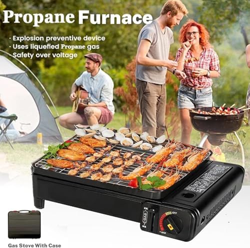 Portable Butane Stove Dual Fuel Gas BBQ Grill with Case & Stainless Grate - Image 5